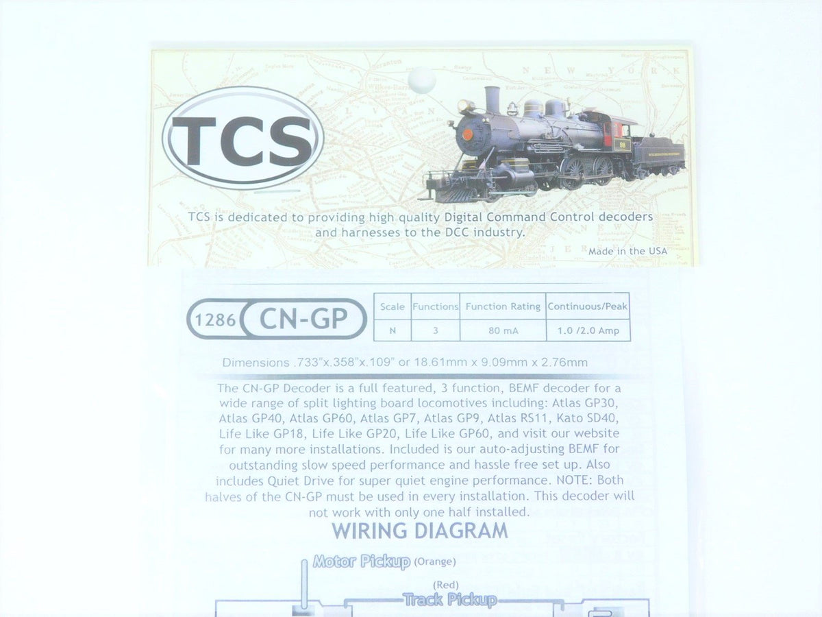 TCS 1286 CN-GP 3-Function N Scale DCC Drop-in Decoder: Atlas, Kato &amp; Life Like