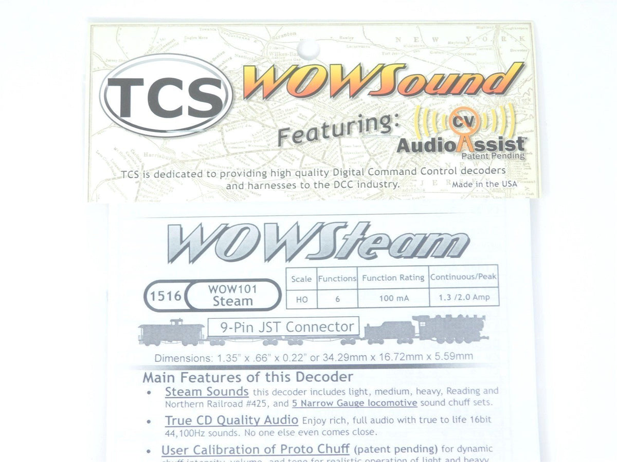 TCS 1516 WOW101 WOW Steam Universal DCC Sound Decoder Version 4 Narrow Gauge