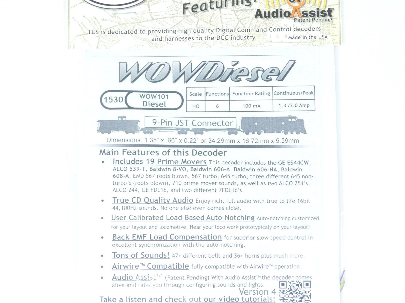 TCS 1530 WOW101 Diesel Universal DCC WOW Sound Decoder Version 4