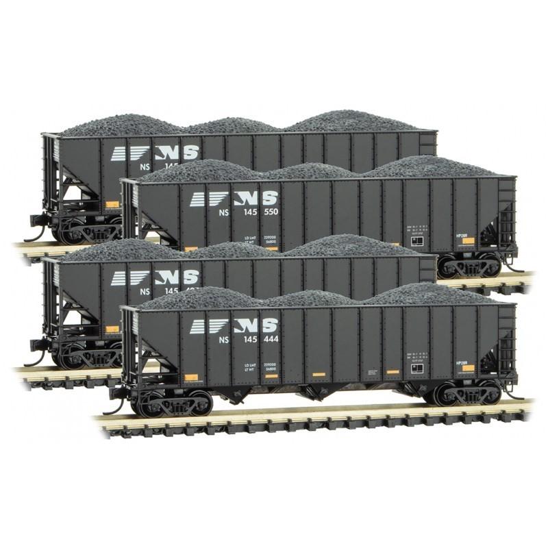 N Scale Micro-Trains MTL NS Norfolk Southern 3-Bay Hopper w/ Load 4-Pack