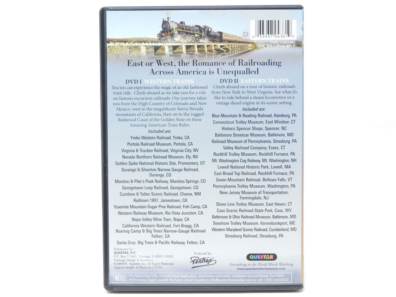 Questar DVD Railroad Video America's Amazing Train Rides - 2 Disc Set