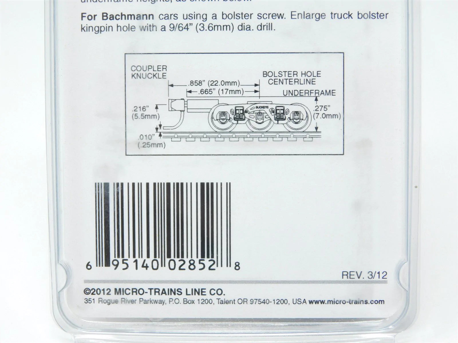 N Scale Micro-Trains MTL 00302112 (1173) Buckeye 6-wheel Trucks w/ med. coupler
