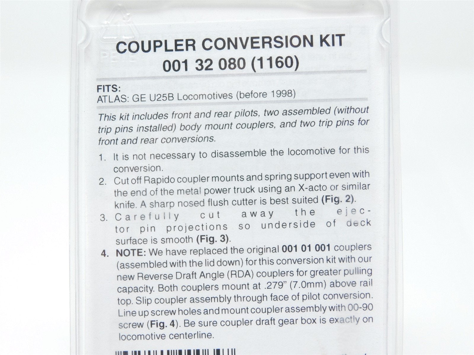 N Scale Micro-Trains MTL 00132080 (1160) Atlas GE U25B Diesel Coupler Conversion