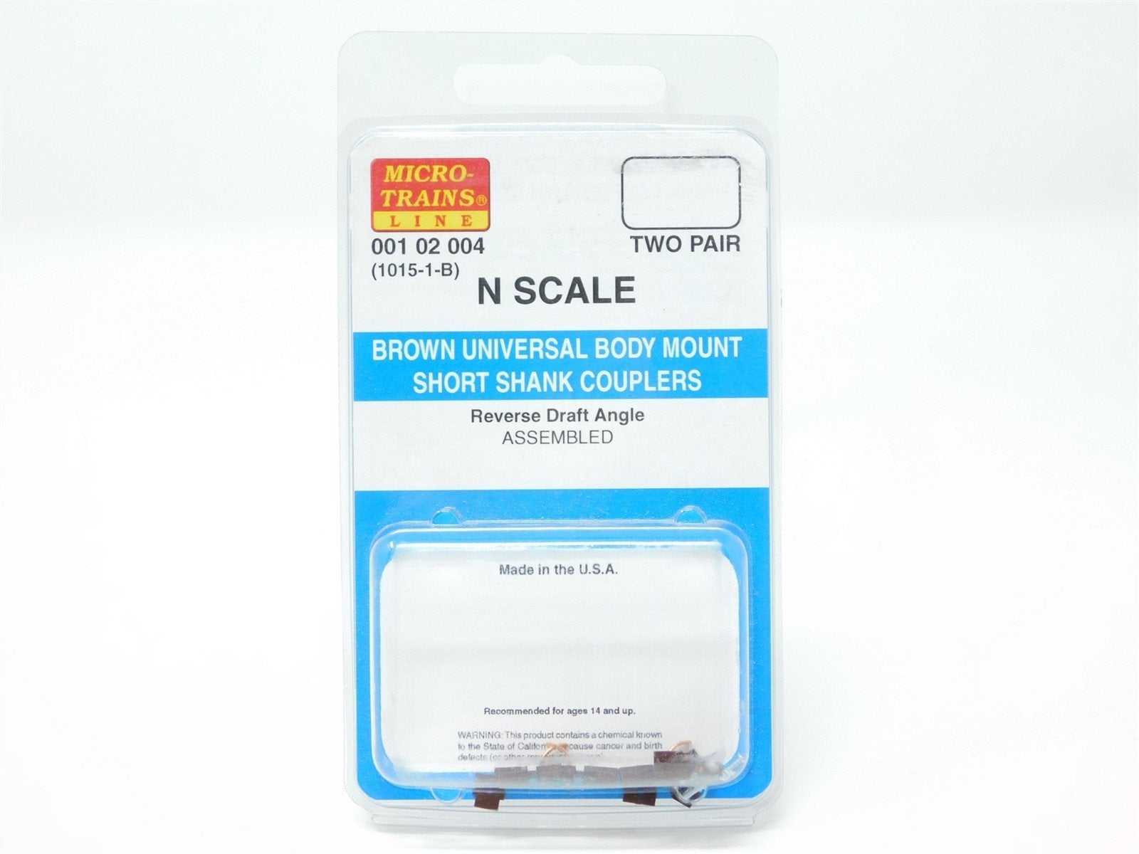 N Scale Micro-Trains MTL 00102004 (1015-1-B) Brown Body Mount Short Couplers