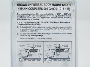 N Scale Micro-Trains MTL 00102004 (1015-1-B) Brown Body Mount Short Couplers