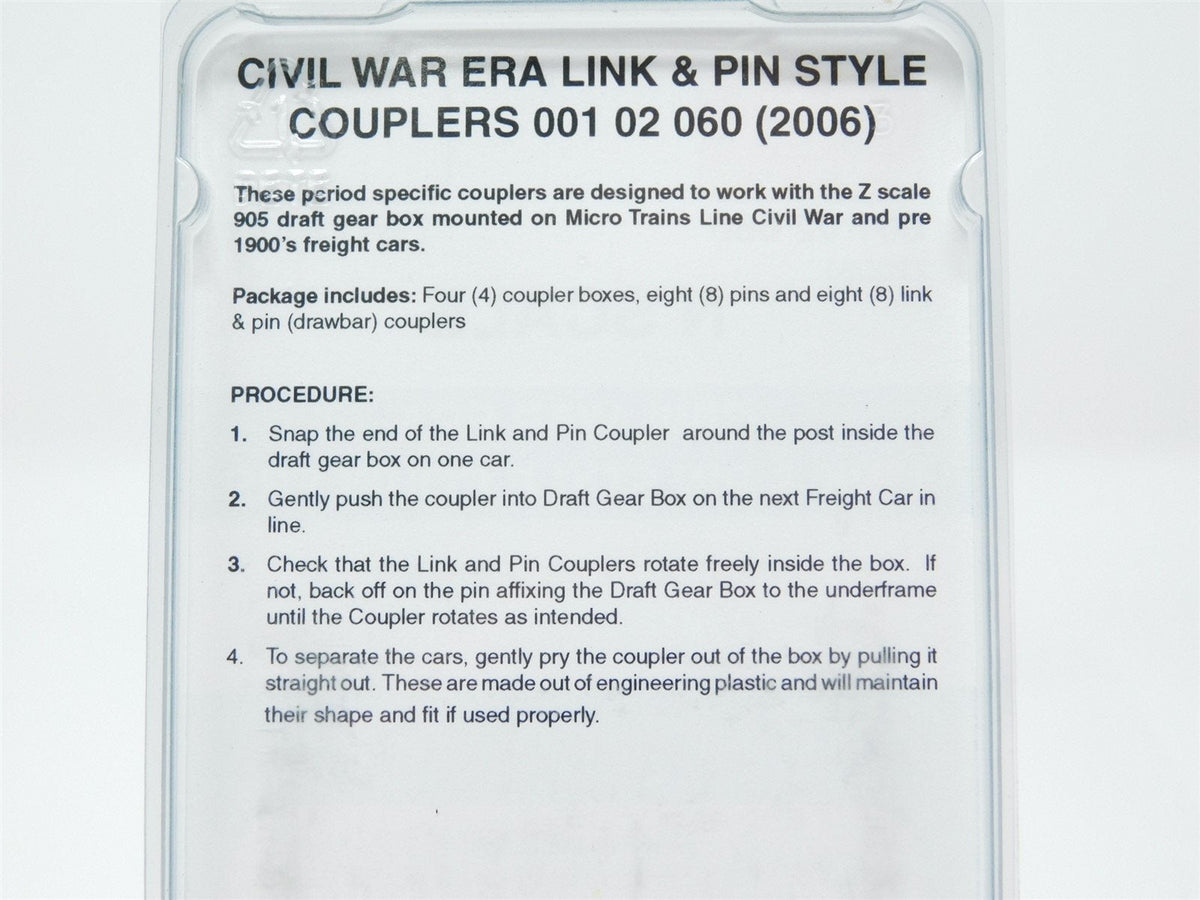 N Scale Micro-Trains MTL 00102060 (2006) Civil War Era Link &amp; Pin Couplers