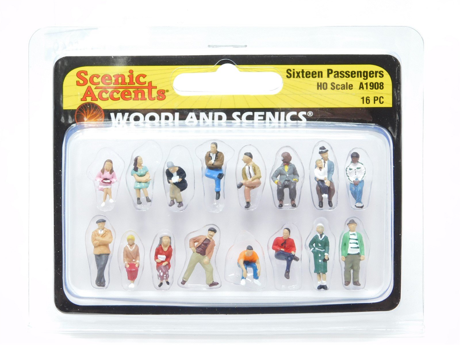 HO Scale Woodland Scenics A1908 Sixteen 16 Passengers Scenery People Figures