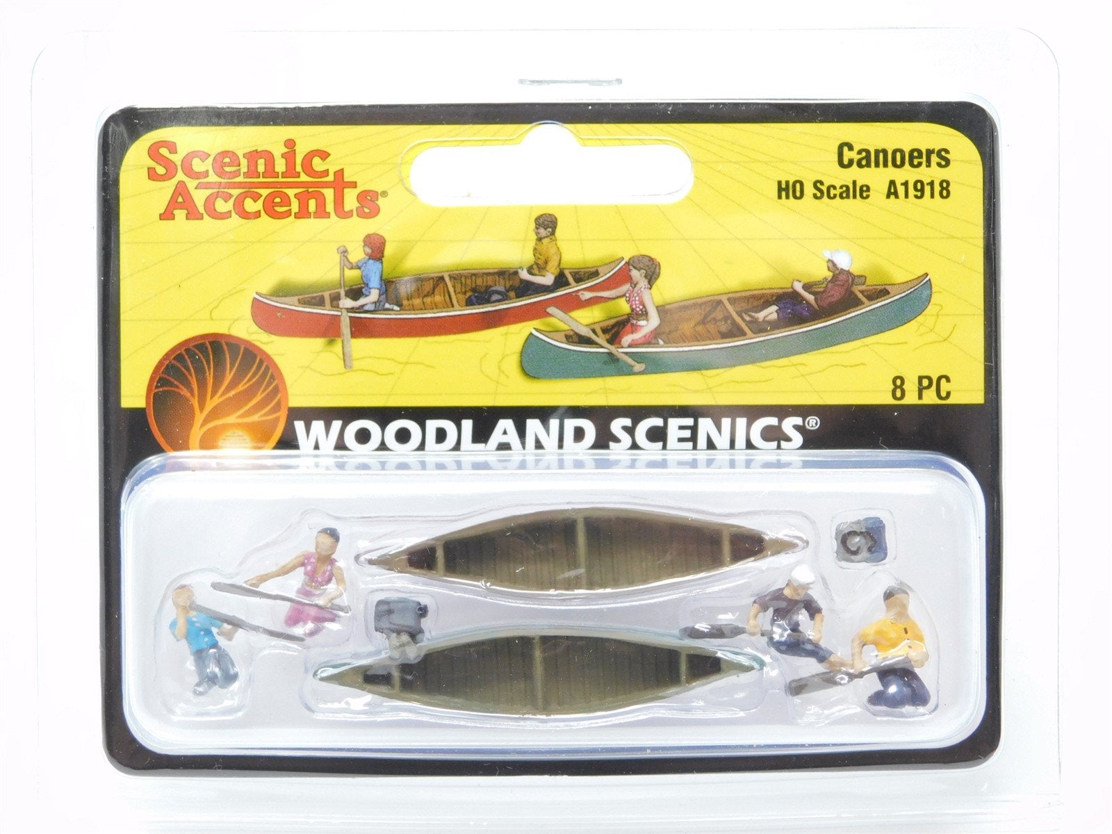 HO 1:87 Scale Woodland Scenics A1918 Canoers Scenery People Figures w/ Canoe's