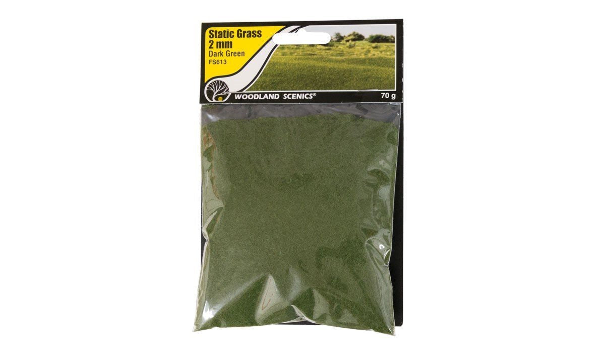 HO Scenery Woodland Scenics FS613 Static Grass 2 mm Dark Green - Field System