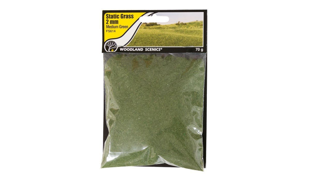 HO Scenery Woodland Scenics FS614 Static Grass 2 mm Medium Green - Field System