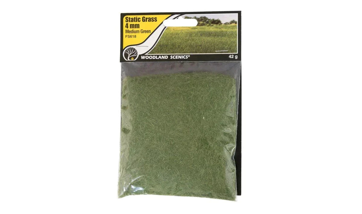 HO Scenery Woodland Scenics FS618 Static Grass 4 mm Medium Green - Field System