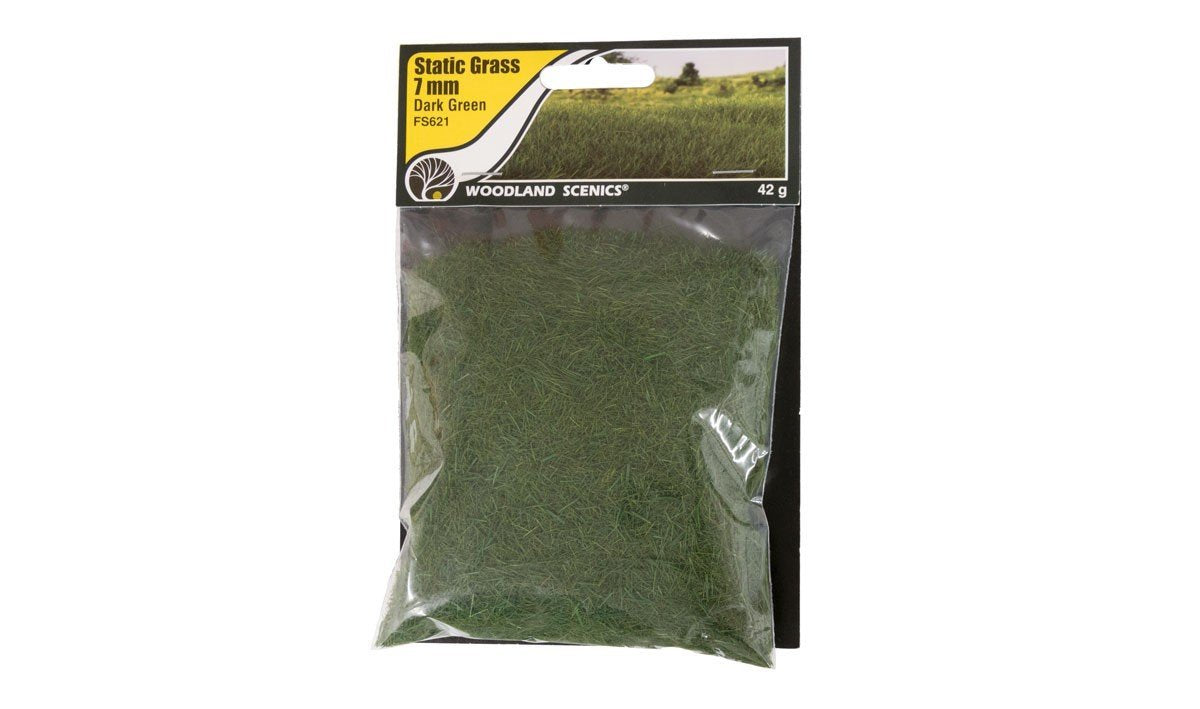 HO Scenery Woodland Scenics FS621 Static Grass 7 mm Dark Green - Field System