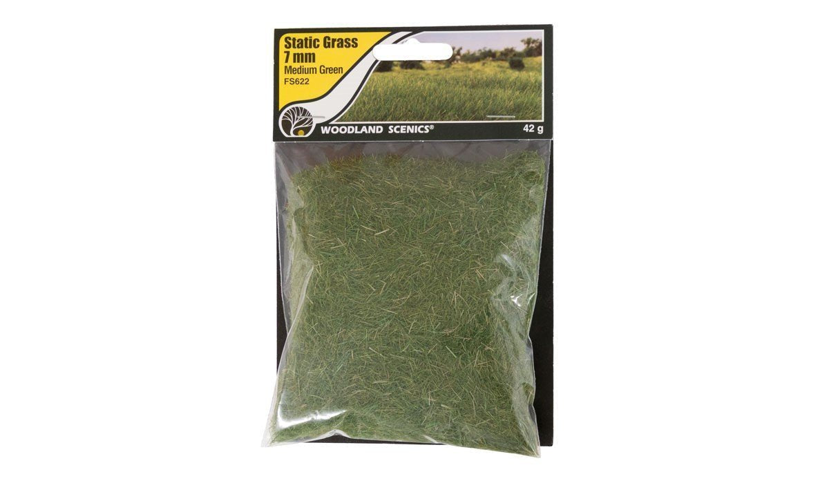 HO Scenery Woodland Scenics FS622 Static Grass 7 mm Medium Green - Field System