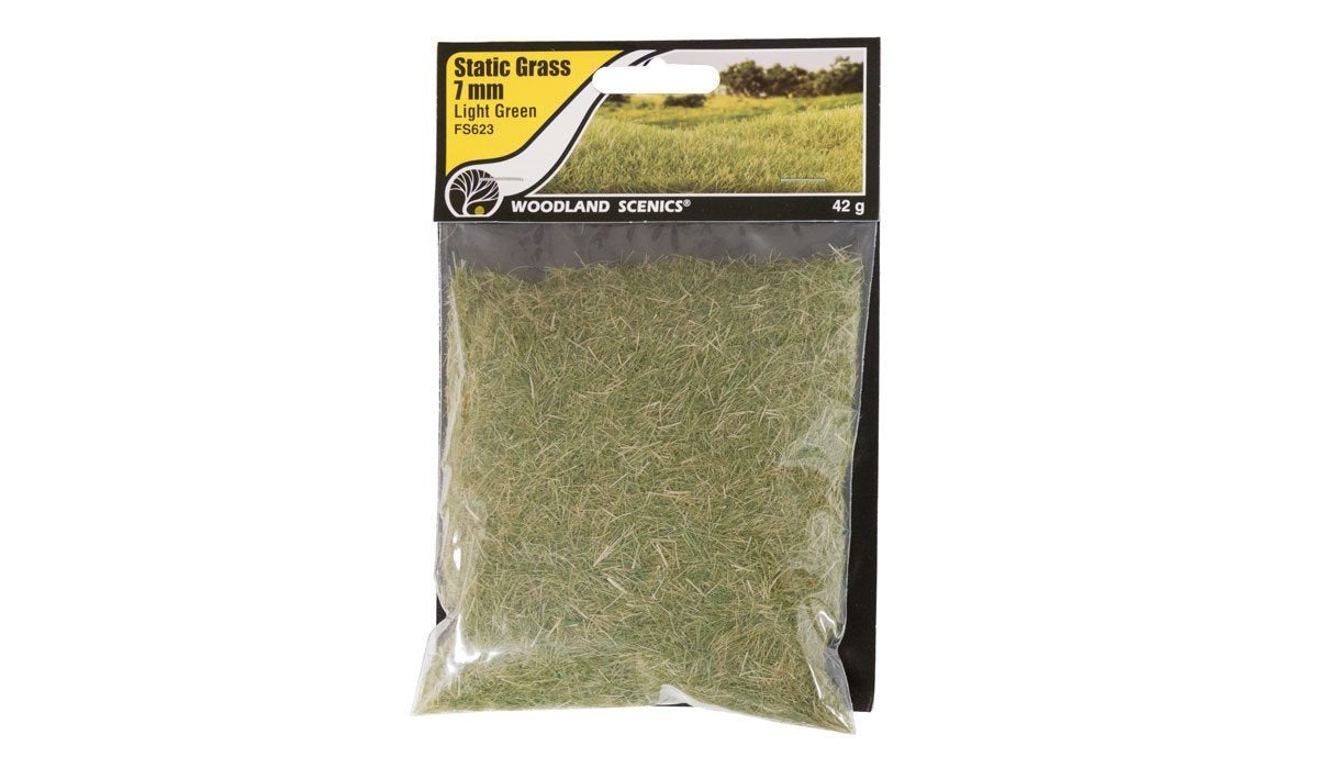 HO Scenery Woodland Scenics FS623 Static Grass 7 mm Light Green - Field System