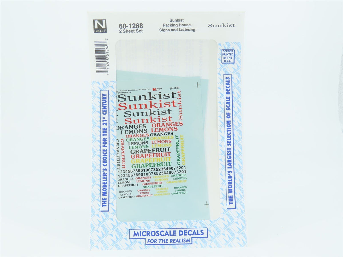 N Scale Microscale #60-1268 Sunkist Packing House Signs &amp; Lettering Decal Sheets