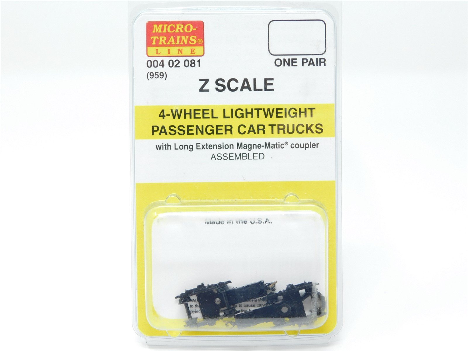 Z Scale Micro-Trains MTL 00402081 (959) 4-Wheel Lightweight Passenger Car Trucks