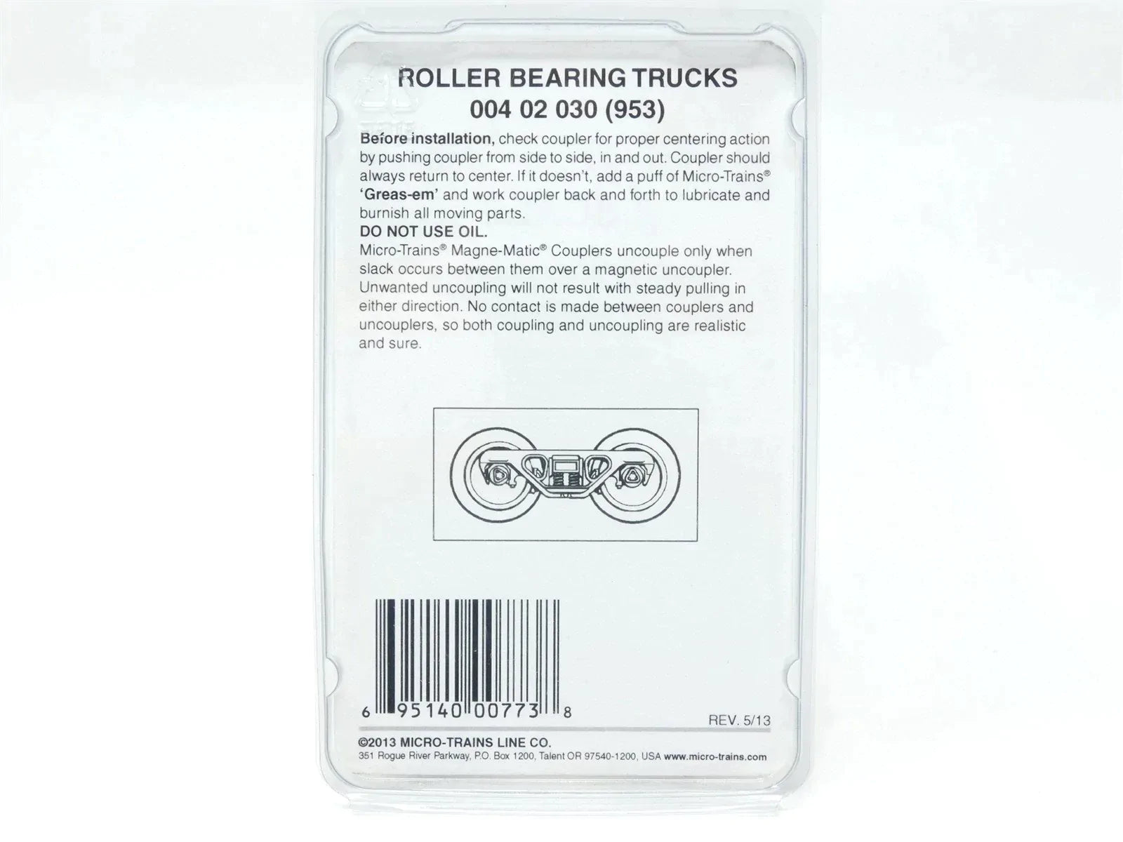 Z Scale Micro-Trains MTL 00402030 (953) Roller Bearing Trucks w/ Magne-Matic