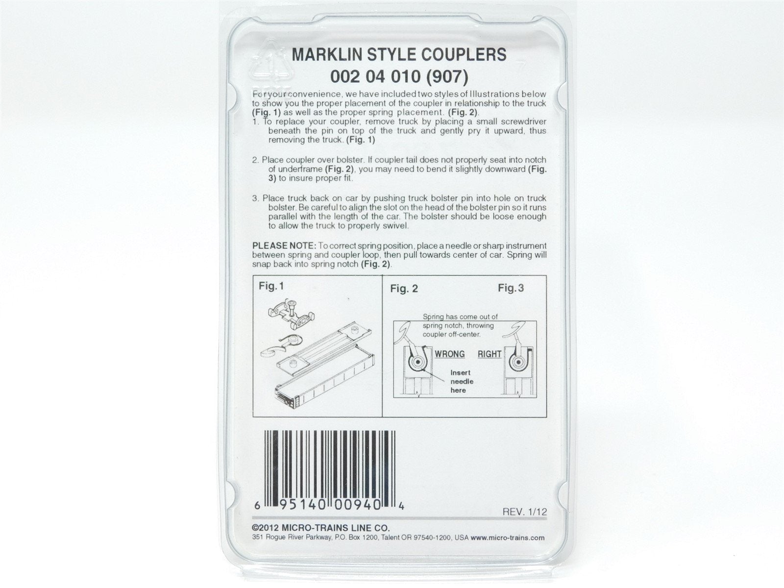 Z Scale Micro-Trains MTL 00204010 (907) Marklin Style Couplers - 3 PAIR