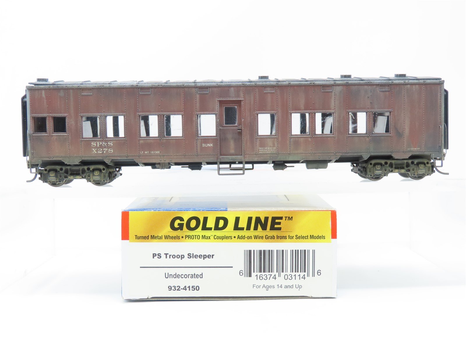 HO Scale Walthers Gold Line 932-4150 SP&S Bunk Passenger Car #X278 - Pro Custom