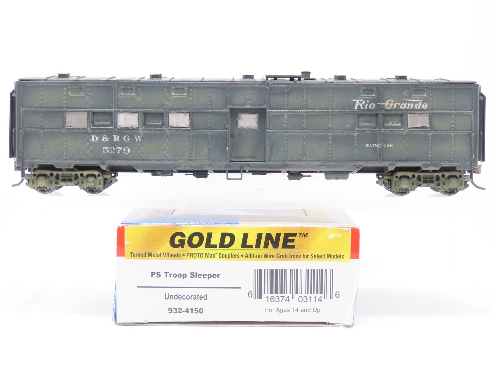 HO Scale Walthers 932-4150 D&RGW Rio Grande Water Passenger Car #5279 Pro Custom