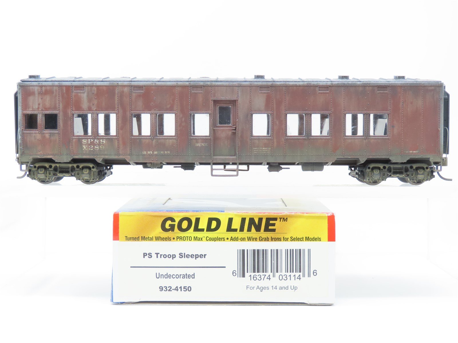 HO Scale Walthers Gold Line 932-4150 SP&S Bunk Passenger Car #X289 - Pro Custom
