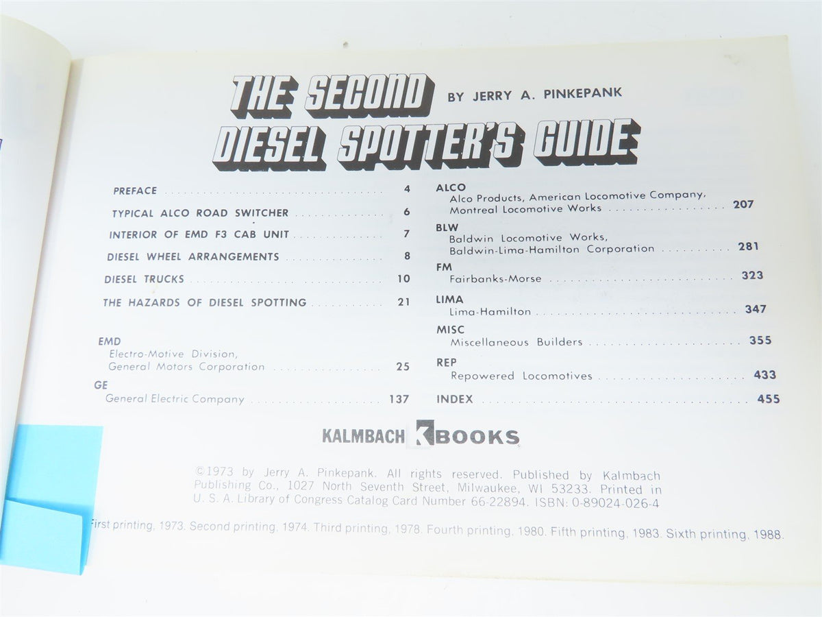 The Second Diesel Spotter&#39;s Guide by Jerry Pinkepank ©1988 SC Book