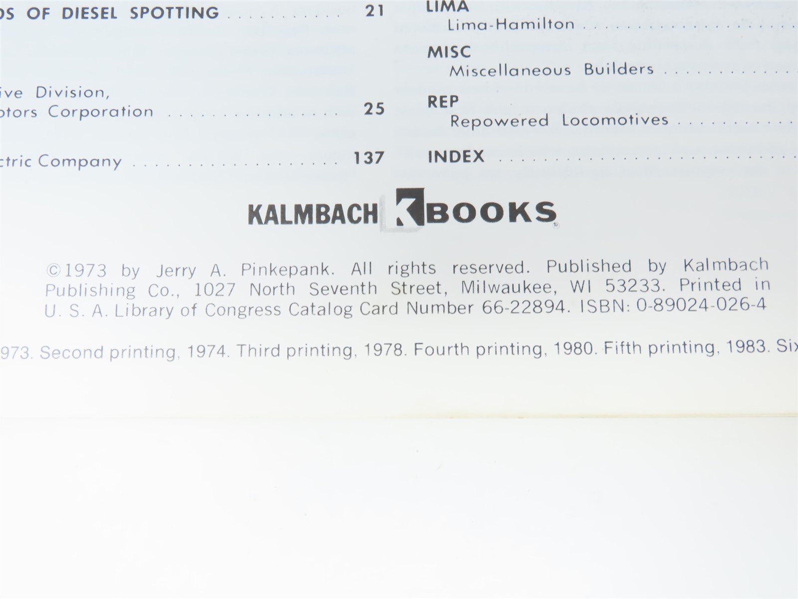 The Second Diesel Spotter's Guide by Jerry Pinkepank ©1988 SC Book