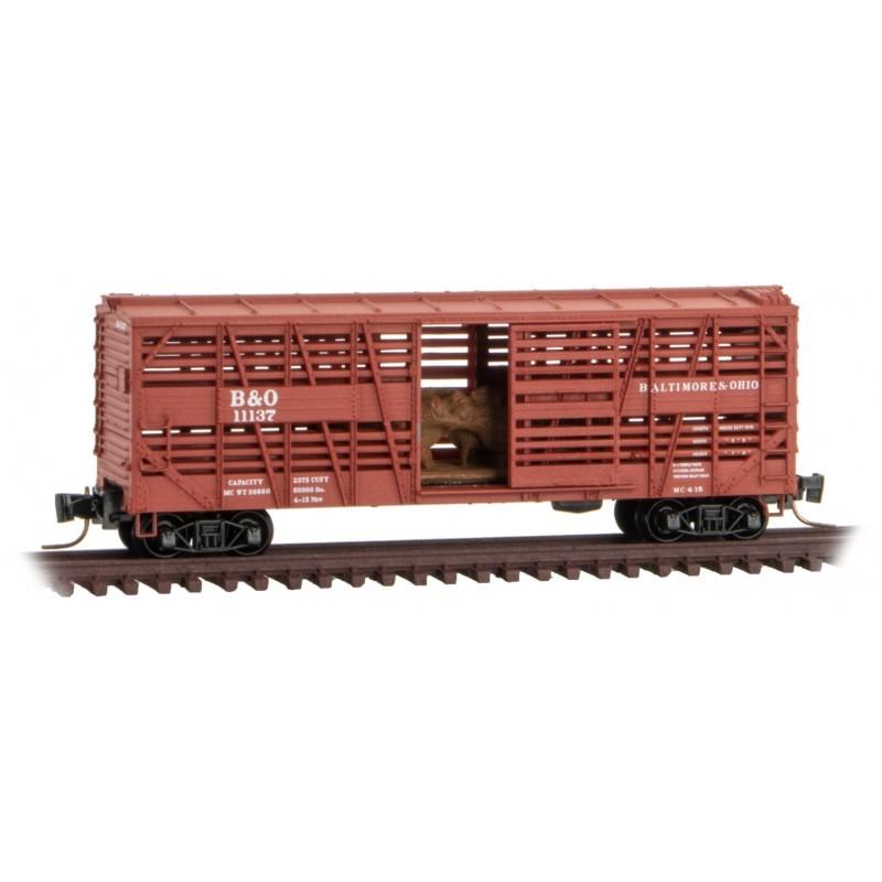 Z Micro-Trains MTL 52000203 B&amp;O Baltimore &amp; Ohio 40&#39; Stock Car #11137 w/ Cattle