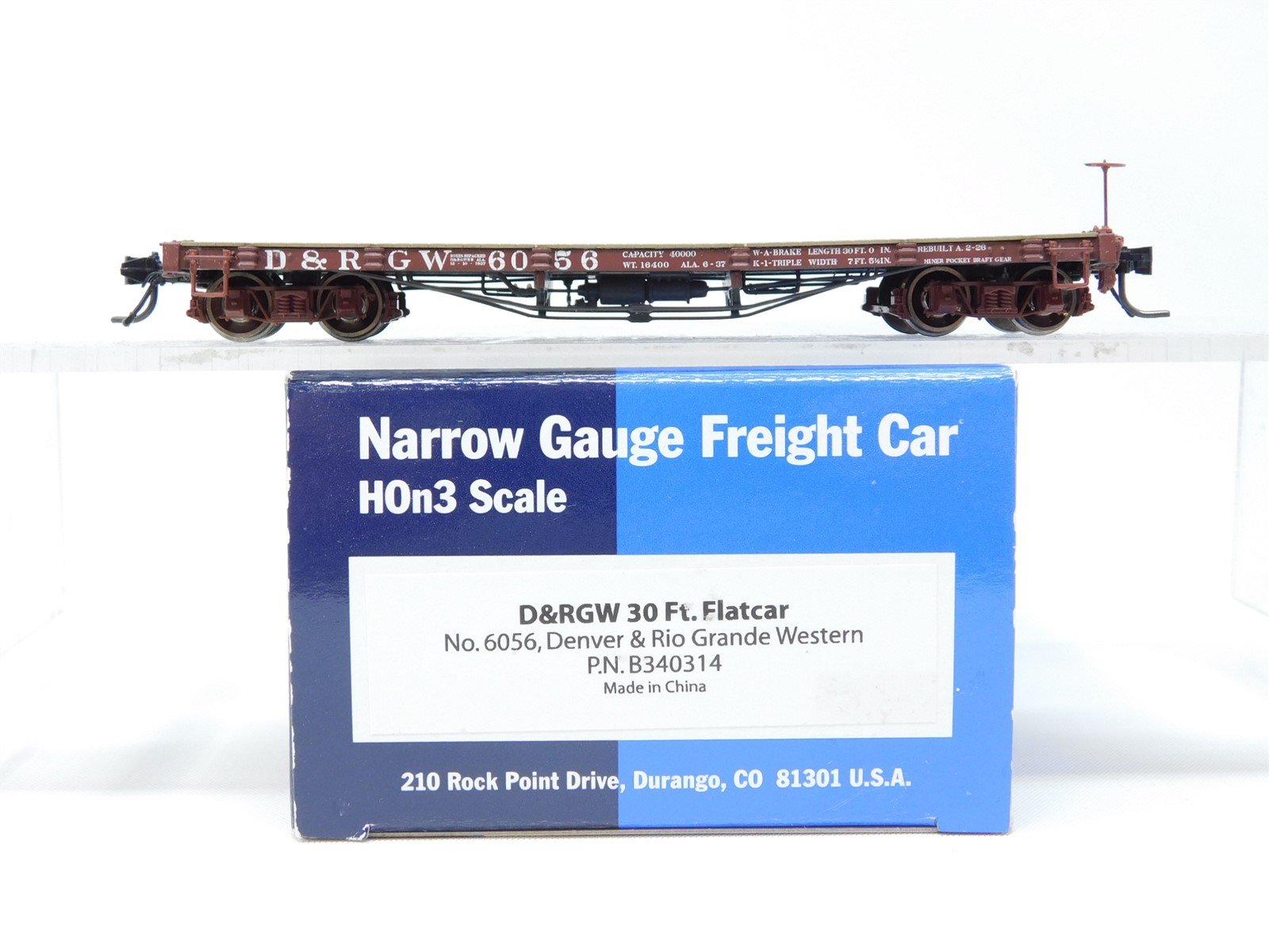 HOn3 Scale Blackstone Models #B340314 D&RGW Rio Grande 30' Flat Car #6056