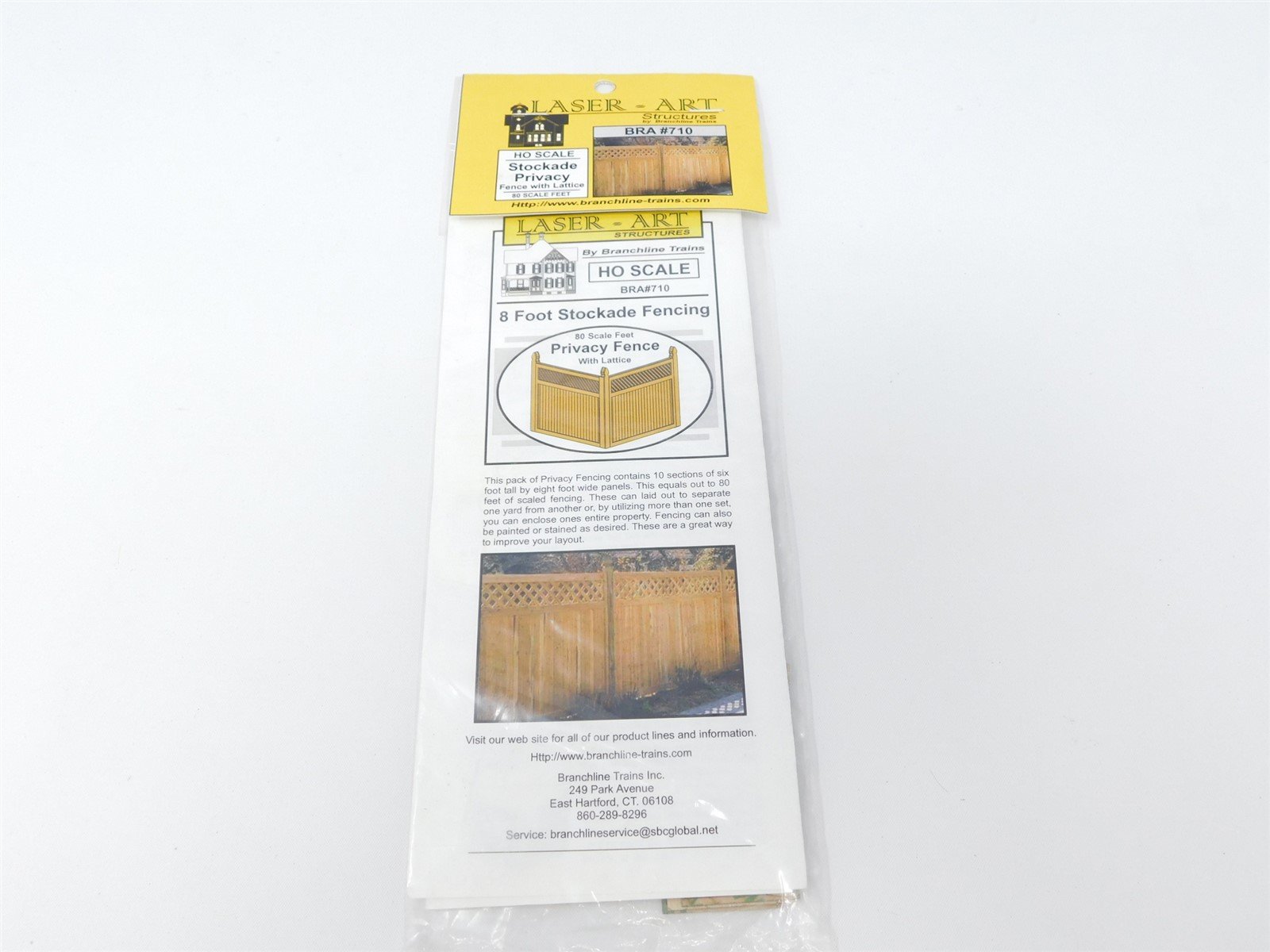 HO Branchline Laser-Art Structures BRA #710 Stockade Privacy Fence w/ Lattice