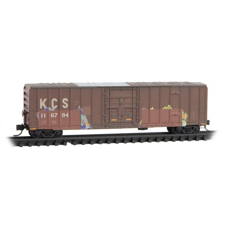 N Micro-Trains MTL 98305018 KCS Kansas City Southern 50&#39; Box Car Set - Weathered