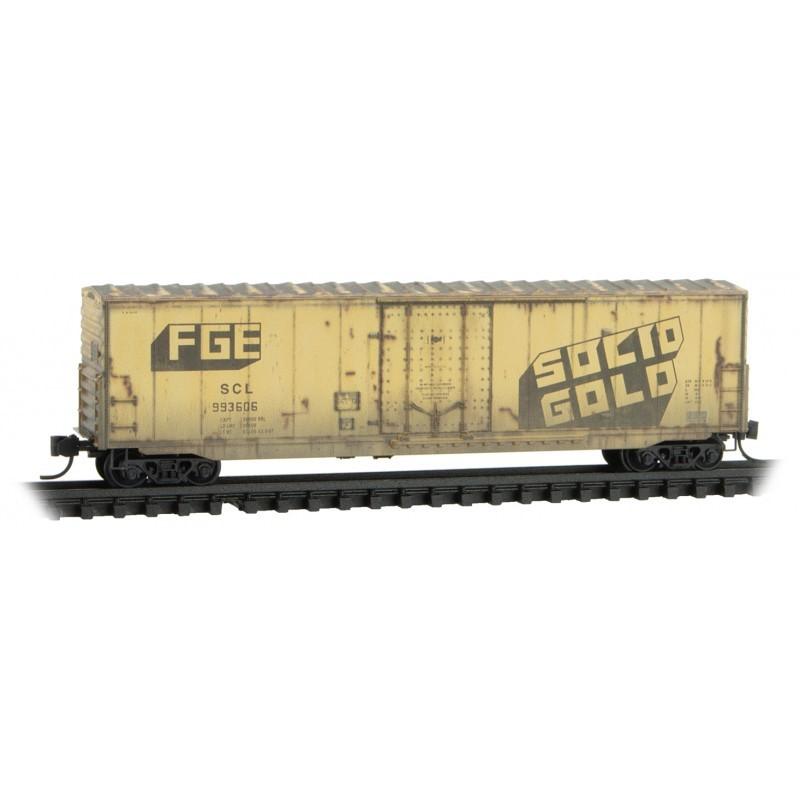 N Micro-Trains MTL 98305026 SCL/ex-FGE &quot;Solid Gold&quot; 50&#39; Box Car Set - Weathered