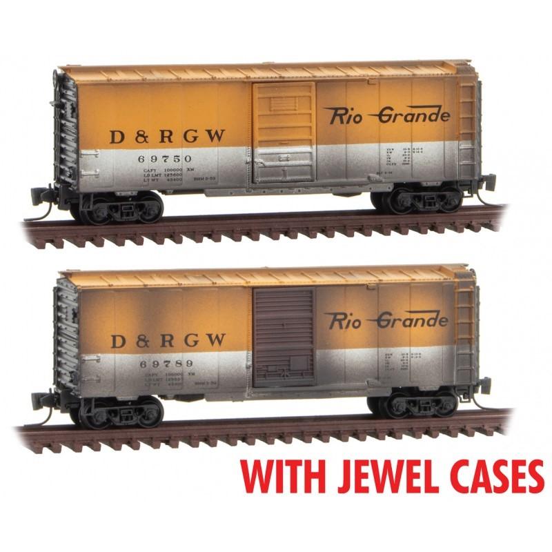 Z Scale Micro-Trains MTL 98305283 D&amp;RGW Rio Grande 40&#39; Box Car Set - Weathered