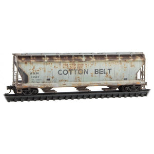 N Scale Micro-Trains MTL 98305029 SSW Cotton Belt 3-Bay Hopper Set - Weathered