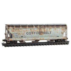 N Scale Micro-Trains MTL 98305029 SSW Cotton Belt 3-Bay Hopper Set - Weathered