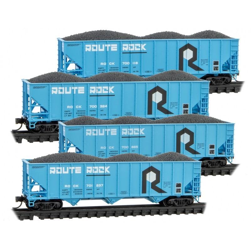 N Scale Micro-Trains MTL 99300191 RI Rock Island 3-Bay Hopper Set 4-Pack w/ Load