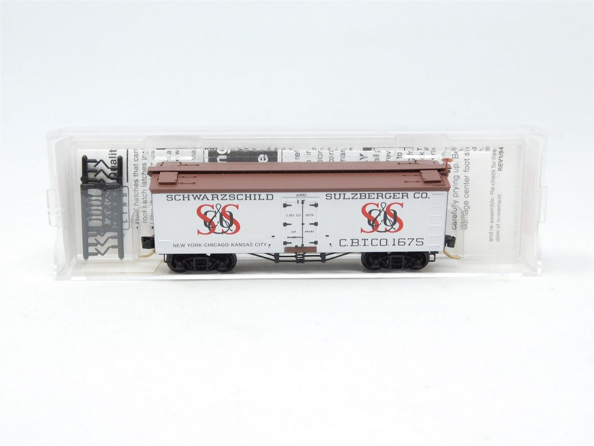 N Micro-Trains MTL 58020 CBTCO Schwarzschild &amp; Sulzberger 36&#39; Wood Reefer #1675