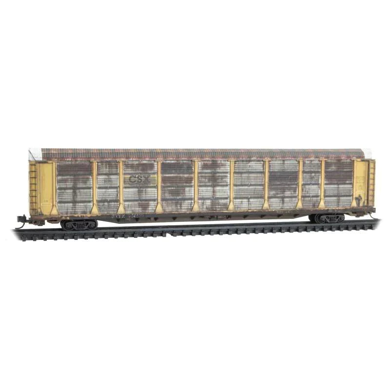 N Micro-Trains MTL 11144450 CSX 89&#39; Tri-Level Closed Autorack #950125 Weathered