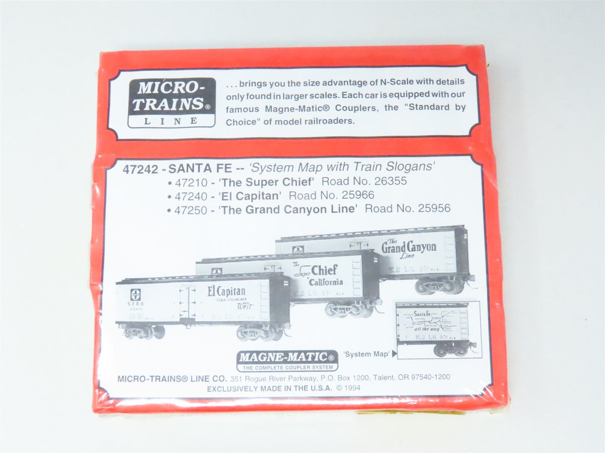 N Micro-Trains MTL #47242 ATSF System Map w/ Train Slogans 40&#39; Reefer 3-Pack