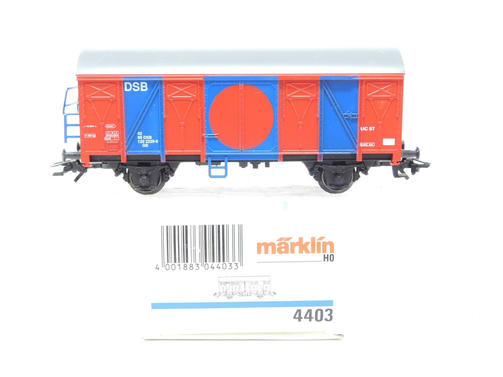 HO Scale Marklin 4403 DSB Danish State Railways Round-Roof Box Car #2229-9
