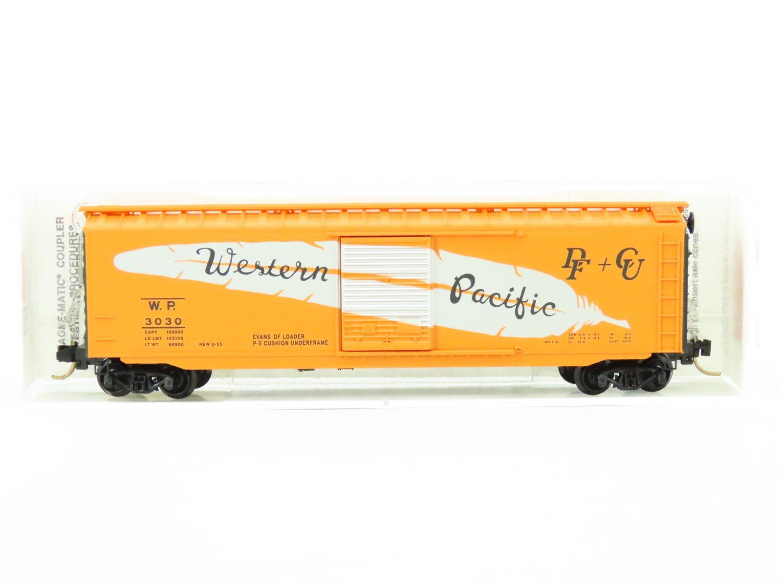 N Scale Micro-Trains MTL 31290 WP Western Pacific "Feather" 50' Box Car #3030