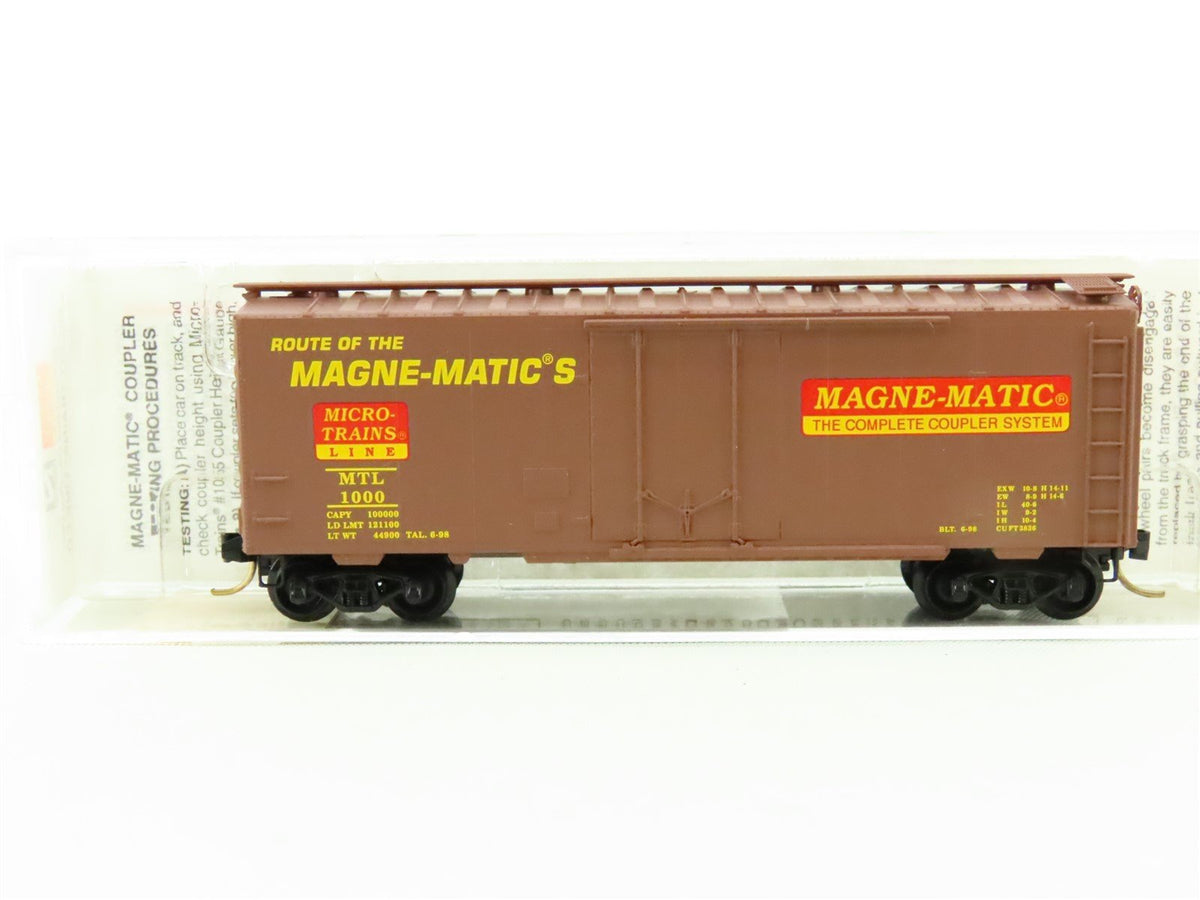 N Scale Micro-Trains MTL 21220 Route Of The Magne-Matic&#39;s 40&#39; Box Car #1000