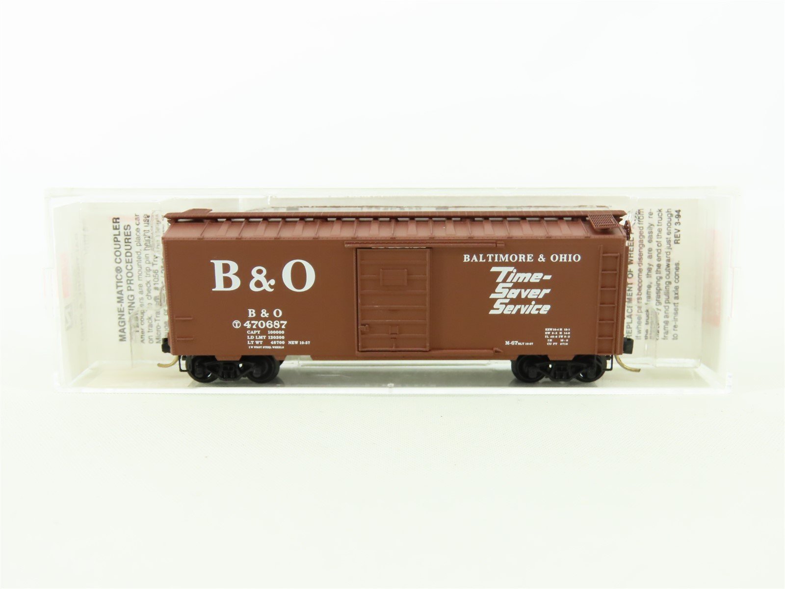 N Micro-Trains MTL 20346 B&O Baltimore & Ohio "Time-Saver" 40' Box Car #470687
