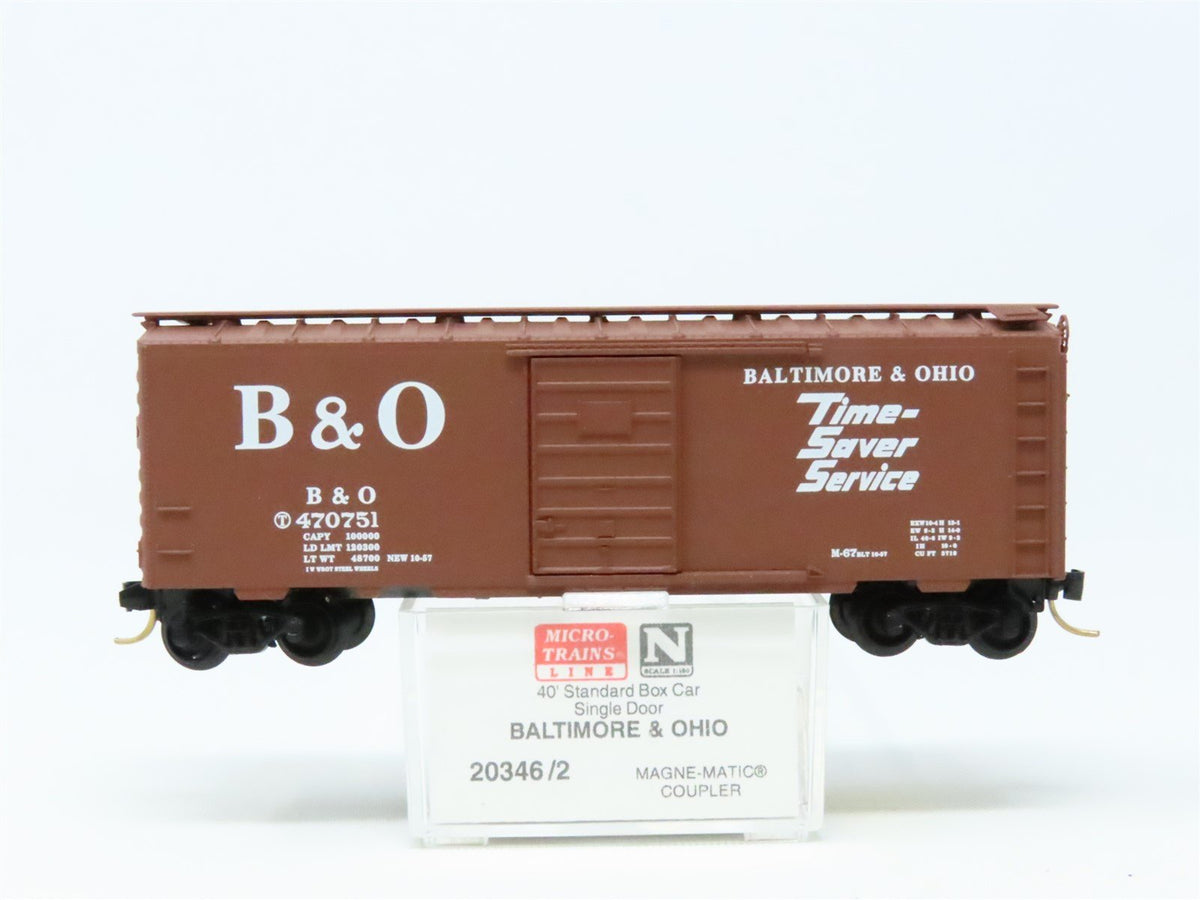 N Micro-Trains MTL 20346/2 B&amp;O Baltimore &amp; Ohio &quot;Time-Saver&quot; 40&#39; Box Car 470751