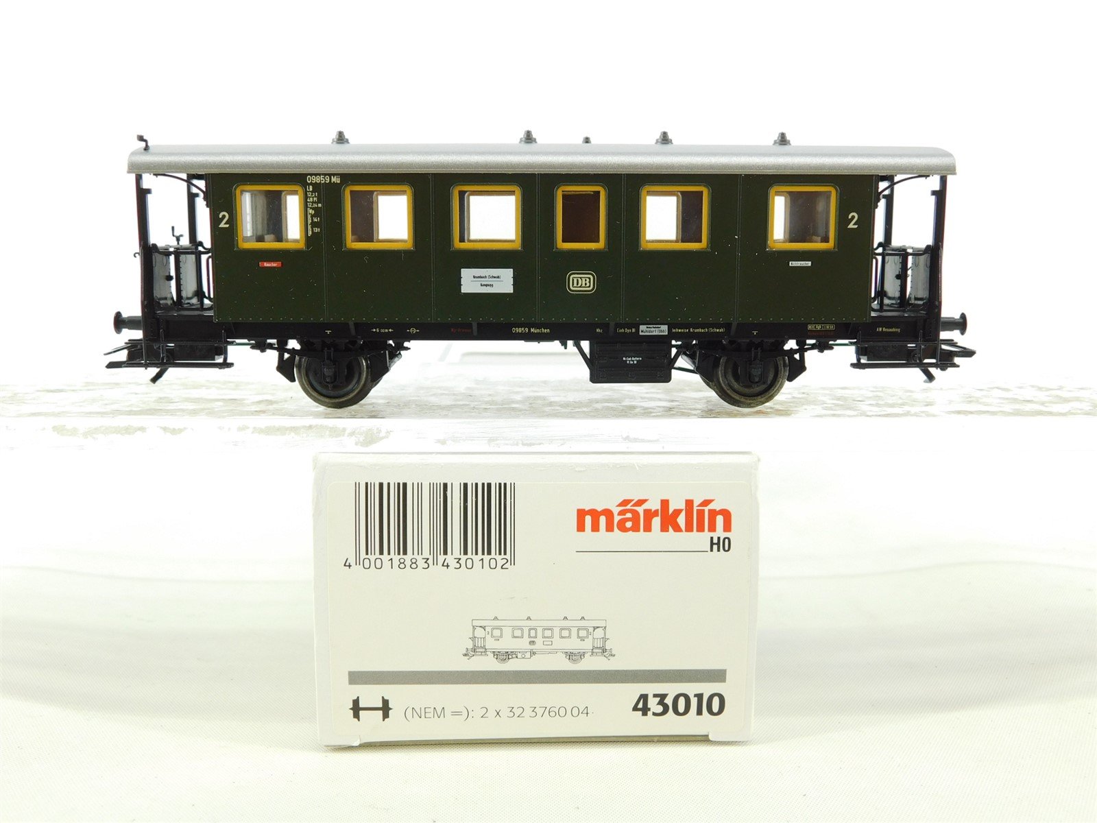 HO Scale Marklin 43010 DB German Federal 2nd Class Coach Passenger Car #09859