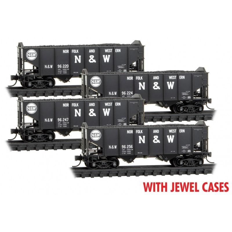 N Scale Micro-Trains MTL 98300195 N&amp;W Norfolk &amp; Western 2-Bay Hopper Set 4-Pack