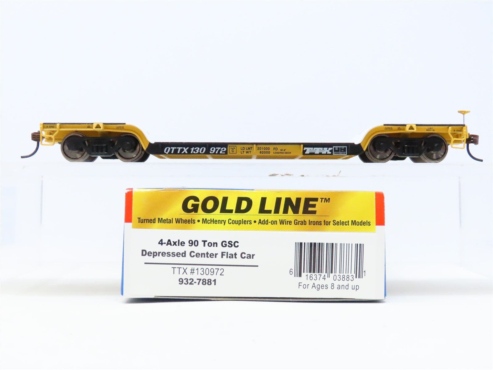 HO Scale Walthers Gold Line 932-7881 QTTX Depressed Center Flat Car #130972