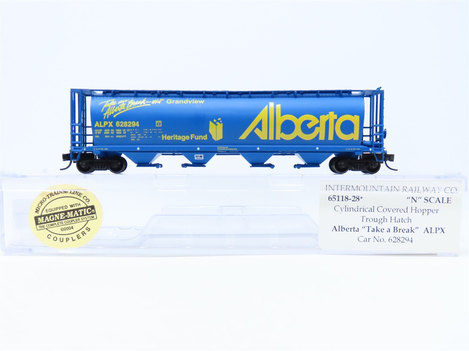 N Scale InterMountain 65118-28 ALPX Alberta "Take a Break" 4-Bay Hopper #628294