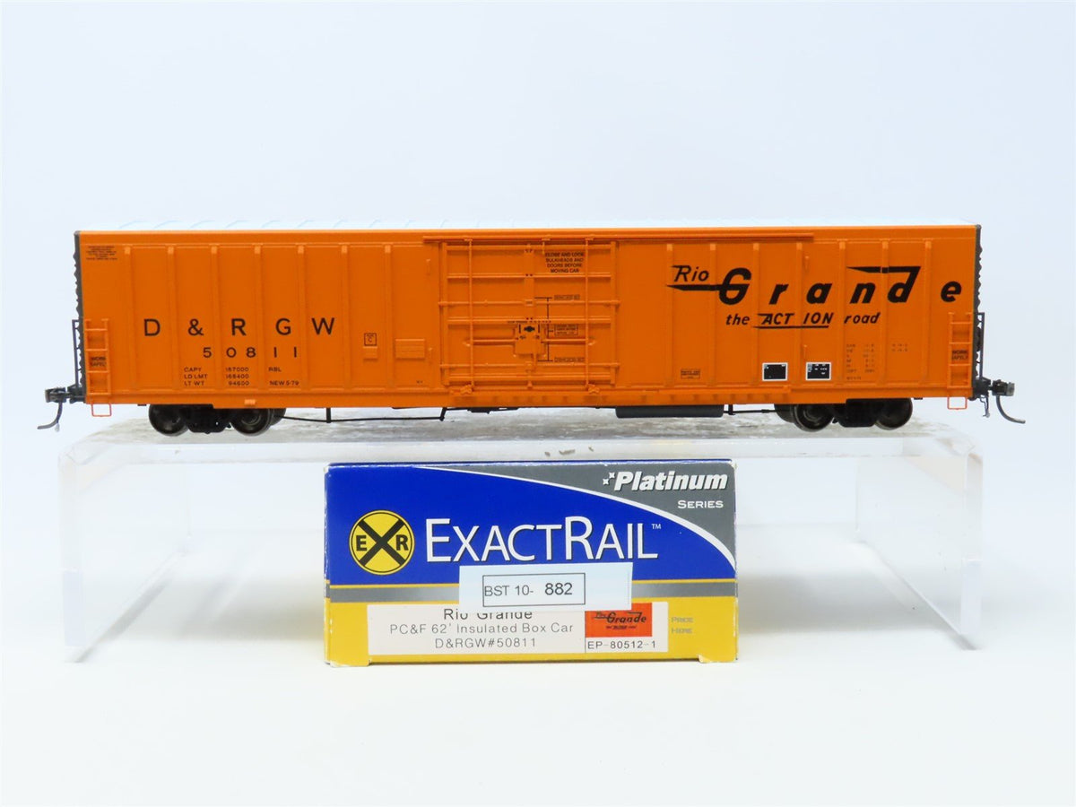 HO ExactRail Platinum EP-80512-1 D&amp;RGW Rio Grande 62&#39; Insulated Box Car #50811