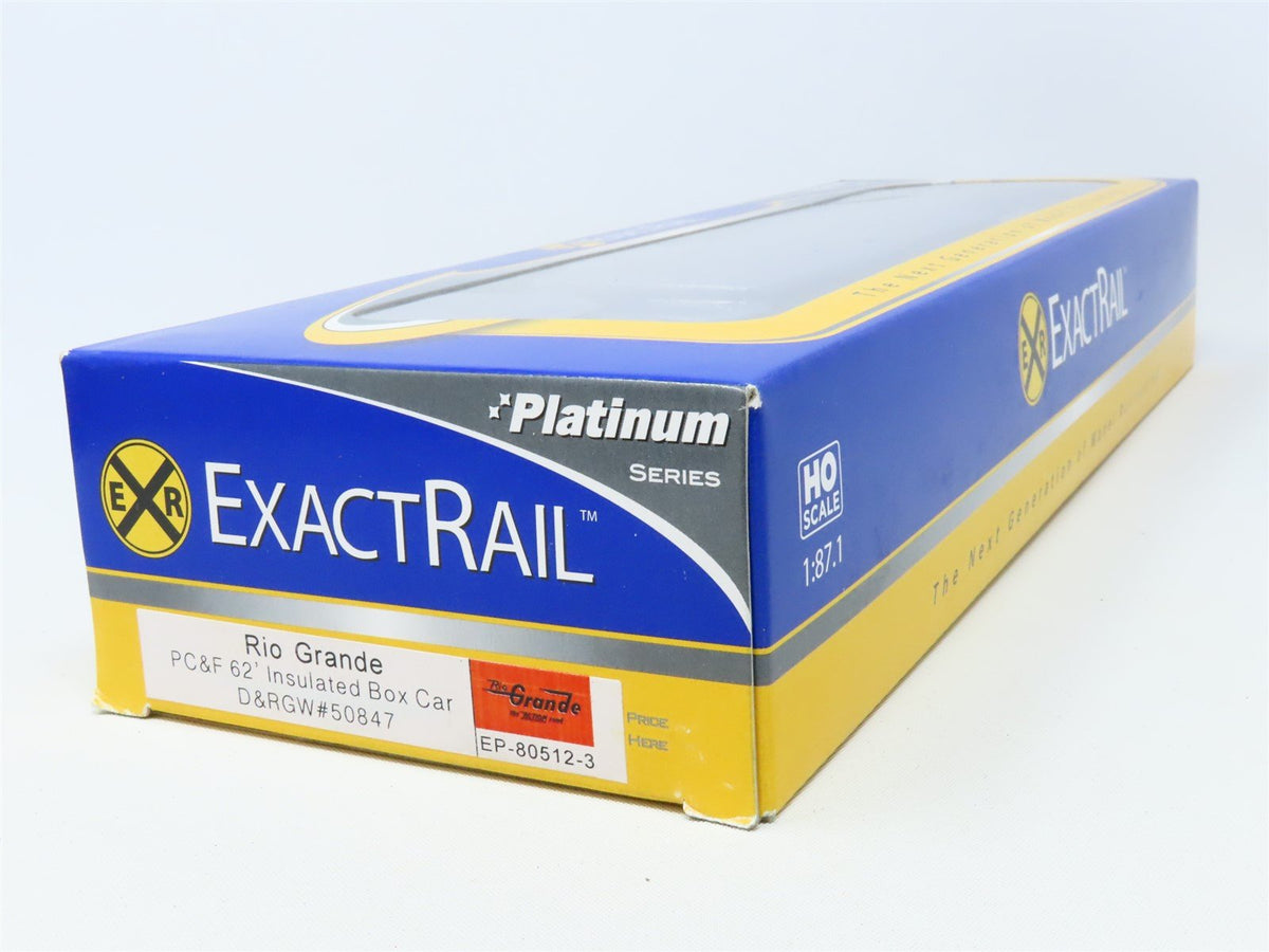 HO ExactRail Platinum EP-80512-3 D&amp;RGW Rio Grande 62&#39; Insulated Box Car #50847